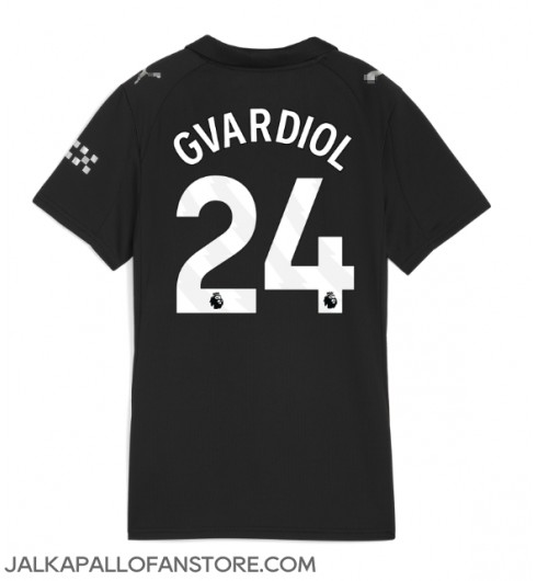 Manchester City Josko Gvardiol #24 Vieraspaita Naisten 2025-26 Lyhythihainen Manchester City Josko Gvardiol #24 Vieraspaita Naisten 2025-26 Lyhythihainen